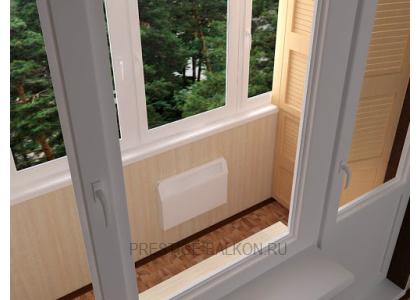 Теплое остекление лоджии пластиковыми окнами и отопительным конвектором в Лыткарино