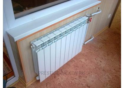 Теплое остекление балкона пластиковыми окнами и установкой масляного обогревателя в Лыткарино